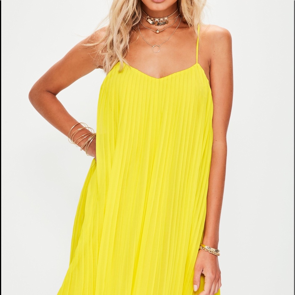 Yellow Pleated Sun Dress